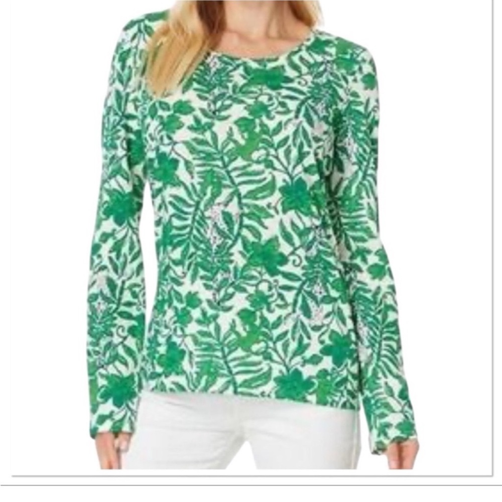 NWT Lilly Pulitzer Our classic Elsa Top Lilly Pulitzer Green Floral Long Sleeve